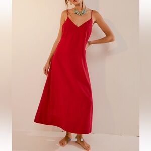 Free people emmers linen midi dress